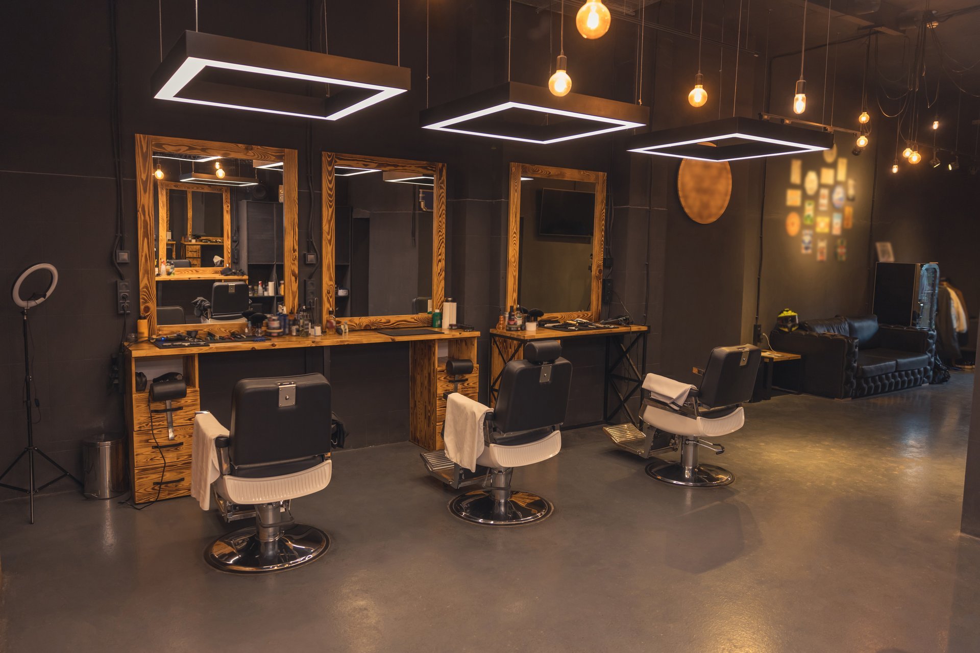 Modern barber shop interior with clean design
