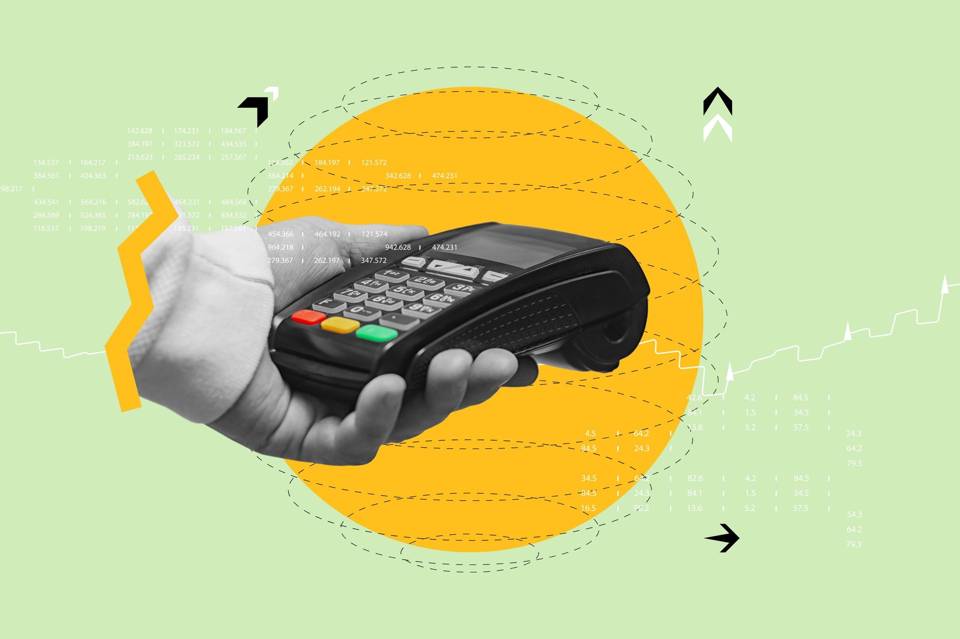 Digital payments and card terminals representing modern transaction technology