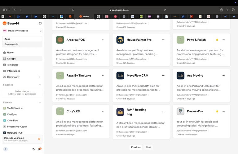 Grid of AshramPOS, House Painter Pro, Paws & Polish and other business software